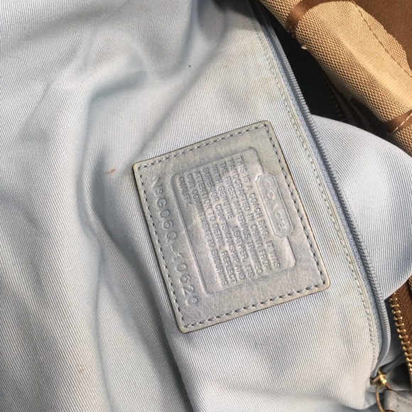 Coach Signature Carly Khaki Brown,Tan SlateBlue Leather Hobo Bag ✅Offers Welcome - Picture 12 of 12